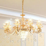 Opulent Crystal Beige Ceiling Flower Chandelier - Traditional Dining Room Light 10 /
