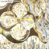 Opulent Crystal Drum Shaped 3 - Light Ceiling Light For Bedrooms - Minimalist Clear Flush Mount