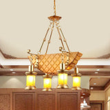 Orange Glass Island Pendant Light W/ Fish/Guitar Design - Farm Gold Kerosene Hanging Lamp Kit / B
