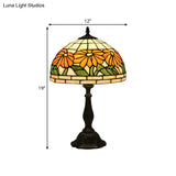 Orange Tiffany Night Light With Cut Glass Flower Shade