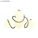 Orb Opal Glass Semi Flush Light - Traditional Black/White 4/7 Lights Living Room Ceiling Lighting