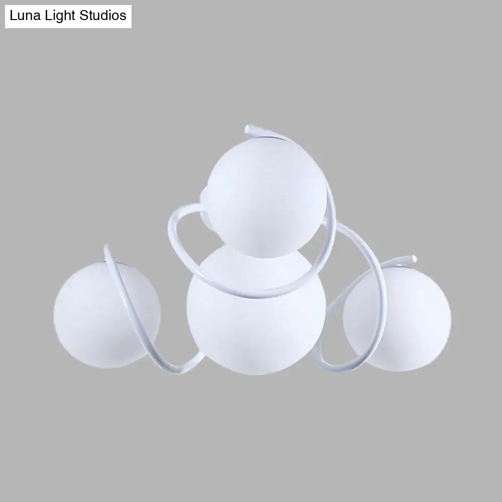 Orb Opal Glass Semi Flush Light - Traditional Black/White 4/7 Lights Living Room Ceiling Lighting