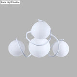 Orb Opal Glass Semi Flush Light - Traditional Black/White 4/7 Lights Living Room Ceiling Lighting