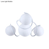 Orb Opal Glass Semi Flush Light - Traditional Black/White 4/7 Lights Living Room Ceiling Lighting