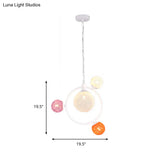 Orbit Glass Pendant Chandelier - 4/7-Light Ceiling Fixture With Black/White Hanging Ring