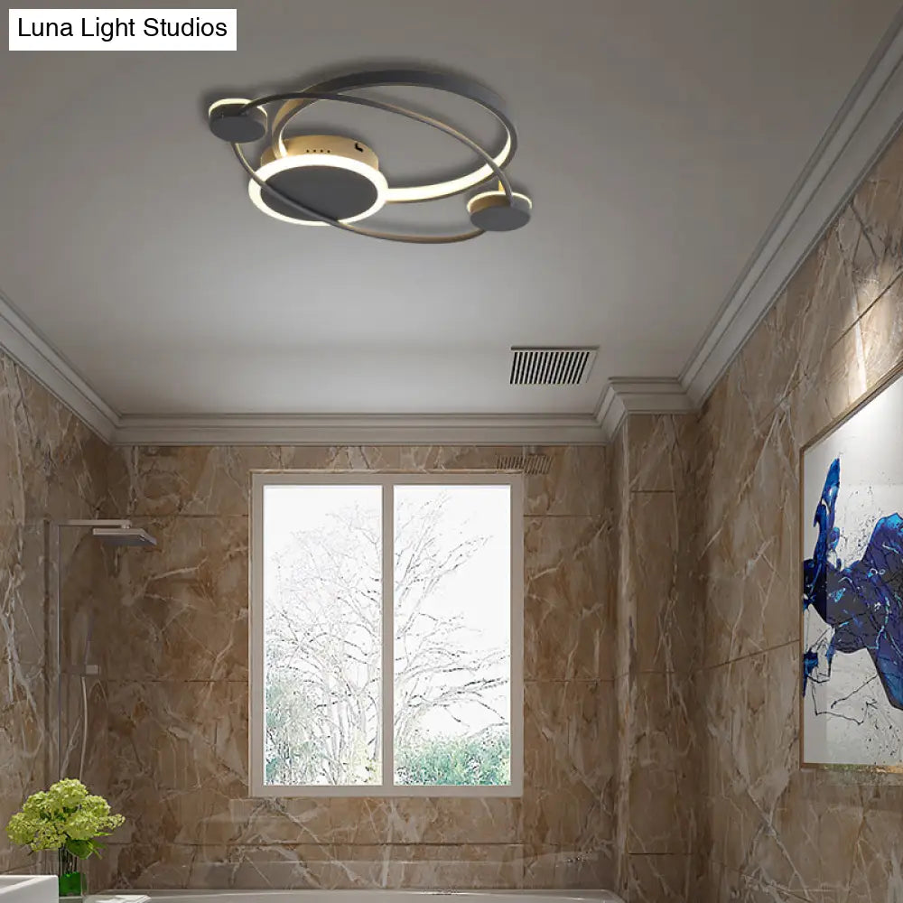 Orbit Integrated Led Flush Light – Warm/White Metal & Acrylic Nordic Style Black White/Gray
