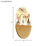 Oriental Led Acrylic Wall Lamp With Blossoms/Lotus Leaf Design - Corridor Mural Light