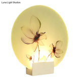 Oriental Style Circular Led Blossoms Wall Lamp - White Acrylic Corridor Lighting