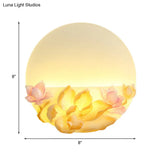 Oriental Style Led Magnolia Wall Light - Pink And White Circular Acrylic Mural