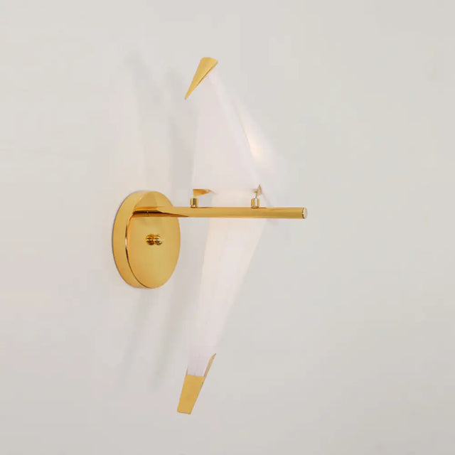 Origami Bird Led Wall Sconce In Gold: Warm/White Bedroom Lighting Fixture