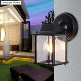 Outdoor Black Wall Mounted Sconce Lamp - Industrial Square Shade Clear Glass 1 Bulb