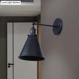 Outdoor Farmhouse Style Wrought Iron Wall Lamp: Black/Rust 1 Head Adjustable Sconce Light