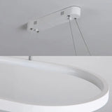 Oval Acrylic Drop Pendant Light - Led Black/White Hanging Ceiling Table Lamp With Dimmable Remote
