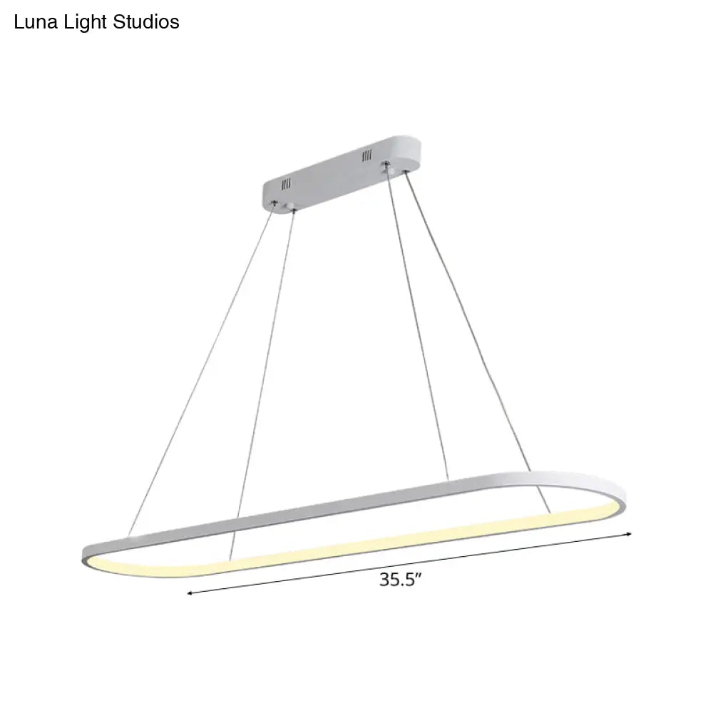 Oval Acrylic Drop Pendant Light - Led Black/White Hanging Ceiling Table Lamp With Dimmable Remote