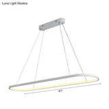 Oval Acrylic Drop Pendant Light - Led Black/White Hanging Ceiling Table Lamp With Dimmable Remote