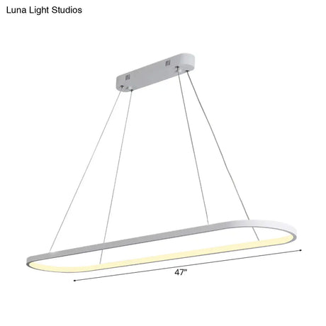Oval Acrylic Drop Pendant Light - Led Black/White Hanging Ceiling Table Lamp With Dimmable Remote