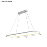 Oval Acrylic Drop Pendant Light - Led Black/White Hanging Ceiling Table Lamp With Dimmable Remote