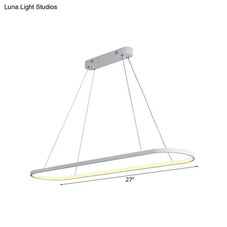 Oval Acrylic Drop Pendant Light - Led Black/White Hanging Ceiling Table Lamp With Dimmable Remote