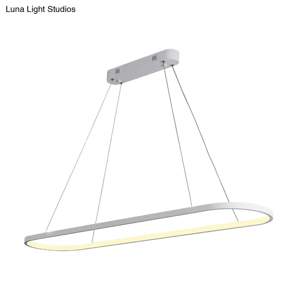 Oval Acrylic Drop Pendant Light - Led Black/White Hanging Ceiling Table Lamp With Dimmable Remote