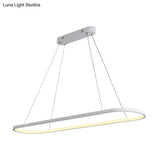 Oval Acrylic Drop Pendant Light - Led Black/White Hanging Ceiling Table Lamp With Dimmable Remote