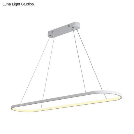 Oval Acrylic Drop Pendant Light - Led Black/White Hanging Ceiling Table Lamp With Dimmable Remote