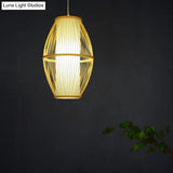 Oval Bamboo Pendant Ceiling Light - Simplicity And Elegance | Ideal For Restaurants Wood Finish 1