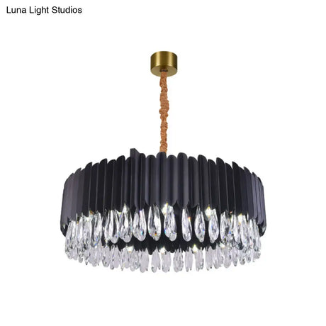 Oval Crystal Drip Pendant Chandelier - Simplicity Light Fixture For Living Rooms