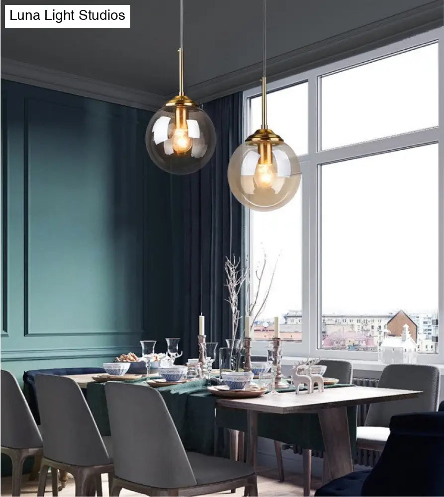 Oval Glass Minimalist Pendant Light - 6 Diameter Suspension Lamp For Coffee Shops With 47 Hanging