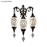 Oval Wall Mounted Lamp: Traditional Stained Art Glass Sconce Light - 3 Heads In White/Red/Light Blue
