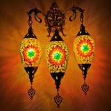 Oval Wall Mounted Lamp: Traditional Stained Art Glass Sconce Light - 3 Heads In White/Red/Light Blue