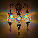 Oval Wall Mounted Lamp: Traditional Stained Art Glass Sconce Light - 3 Heads In White/Red/Light Blue