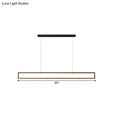 Oversized Led Island Pendant Light - Rectangular Aluminum Black Ceiling Lamp In Warm/White/Natural