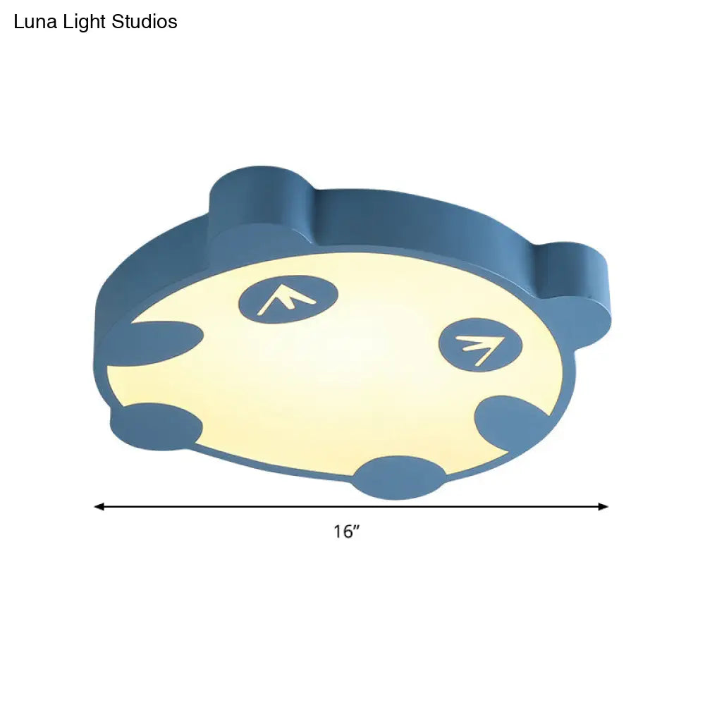 Panda Flush Mount Led Ceiling Lamp For Kindergarten With Acrylic Circle Design