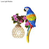 Parrot Wall Sconce With Crystal Lampshade - Gold Finish Right/Left
