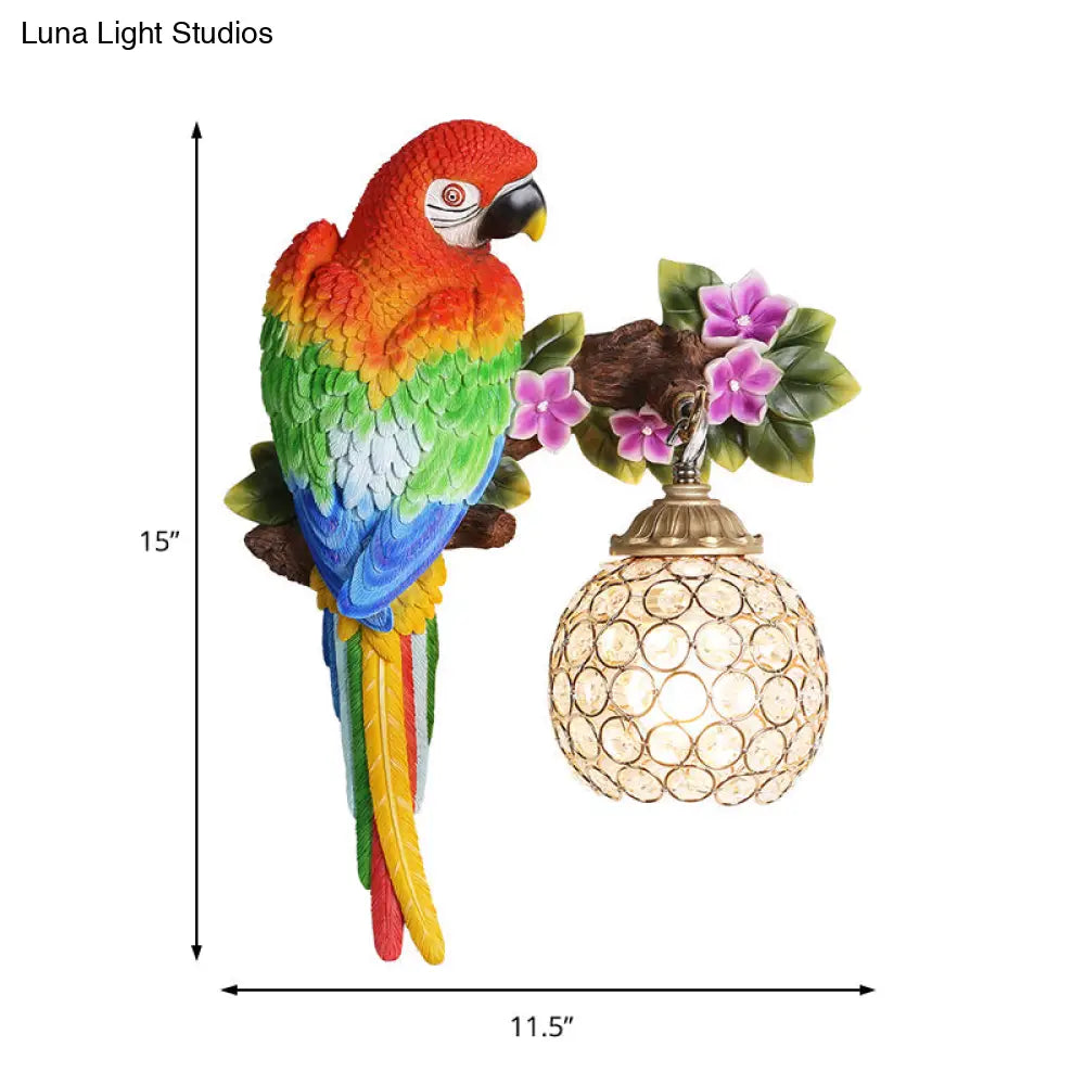 Parrot Wall Sconce With Crystal Lampshade - Gold Finish Right/Left