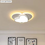 Pastel Heart Flush Light: Acrylic Led Ceiling Mount For Macaron Lovers (White/Pink/Yellow)