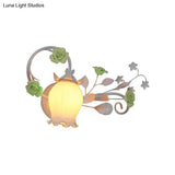 Pastoral Metal Floral Wall Lamp Sconce - 1-Light Fixture In Yellow/Pink/Blue