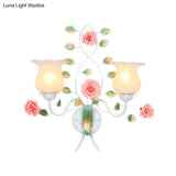 Pastoral White Flower Metal Sconce Wall Mounted Living Room Lighting