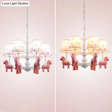 Patterned Fabric Shade Zebra Kids Chandelier Pendant Light For Bedroom