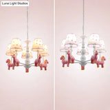 Patterned Fabric Shade Zebra Kids Chandelier Pendant Light For Bedroom