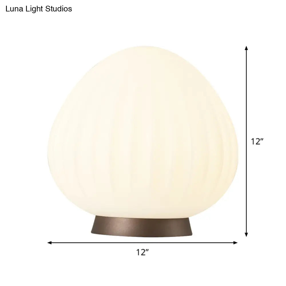 Peach Shaped Modernist Acrylic Night Table Light - White 1-Light Bedside Lamp