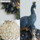 Peacock Blue Lodge Resin Wall Sconce Lighting With Clear Crystal Dome Shade - 1 Light Bedside