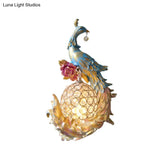 Peacock Sconce Light: Retro Wall Mounted With Globe Shade Left/Right Facing White/Blue/Purple Resin