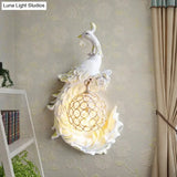 Peacock Sconce Light: Retro Wall Mounted With Globe Shade Left/Right Facing White/Blue/Purple Resin
