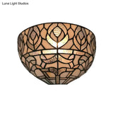 Peacock Tiffany Style Mini Bowl Sconce Wall Mount Light With Stained Glass