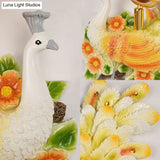 Peacock Wall Sconce With Crystal Shade - Country Resin 1-Light In Yellow/Green (1/2 Pack)