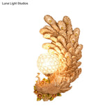 Peacock Wall Sconce With Crystal Shade - Country Resin 1-Light In Yellow/Green (1/2 Pack)