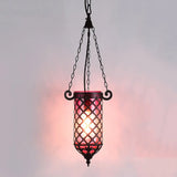 Pencil Glass Pendant Lamp - Antique Hanging Light Fixture With Blue/Green/Purple Tones For Living