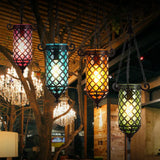 Pencil Glass Pendant Lamp - Antique Hanging Light Fixture With Blue/Green/Purple Tones For Living