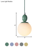 Pendulum White Glass Pendant Light: Post-Modern 1-Light Grey/Blue/Green Hanging Lamp